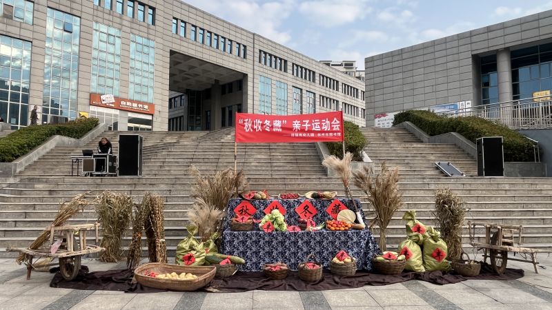 林州市图书馆联合禧福苑幼儿园举办“秋收冬藏享农耕、庆丰收”亲子运动会
